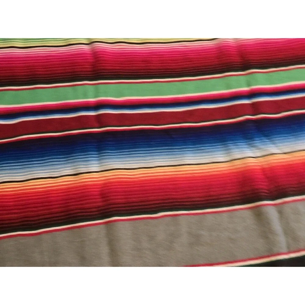 Vintage Mexican Sarape Blanket Rainbow Saltillo Stripe Blanket Throw 80x45